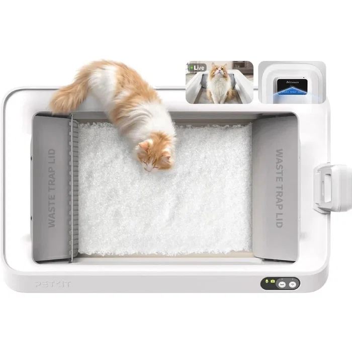 PetKit PuroBot Crystal Duo Arenero Autolimpiable con Cámara IA y Cubierta, Blanco